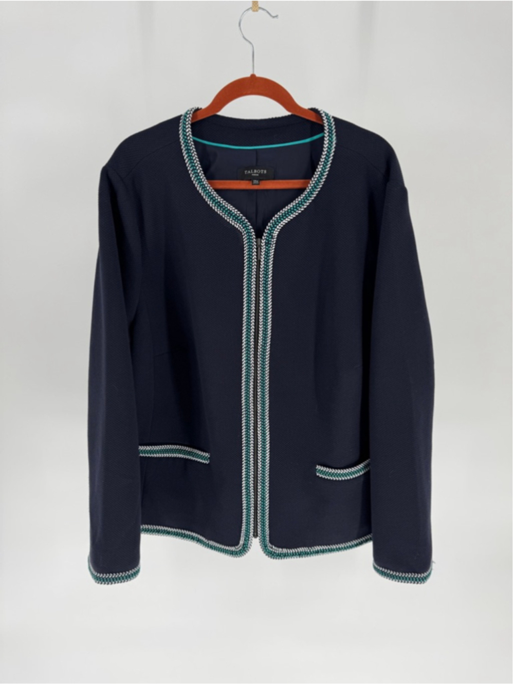 TALBOTS Women's Navy Green Blazer Jacket 24W